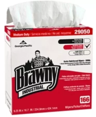 Georgia Pacific Brawny Industrial Task Wipe Light Duty White NonSterile 4 Ply Tissue 9-1/4 X 16-7/10 Inch Disposable - 29050/03