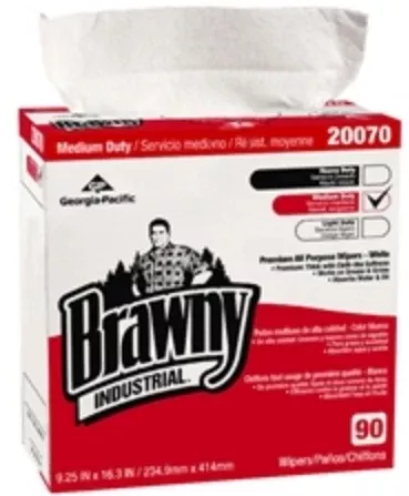 Georgia Pacific Brawny Industrial Task Wipe Medium Duty White NonSterile Double Re-Creped 9-1/4 X 16-3/10 Inch Disposable - 20070/03